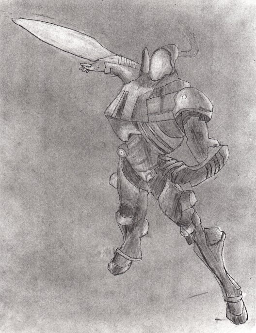 Weavel from Metroid Prime: Hunters. First I made the outline in pencil, then made a photocopy. Then I spread pencil marks all over the entire page, then shaded it by erasing (and darkening). In my opinion, it came out reasonably well.