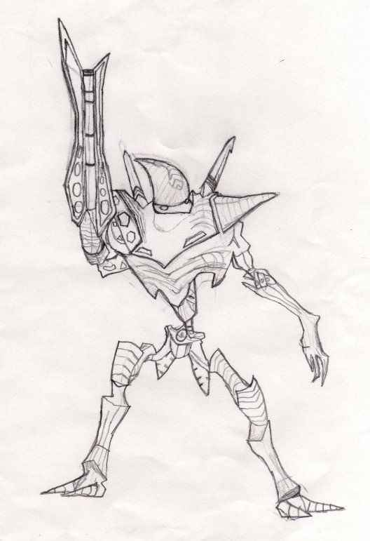 This is an enemy in Metroid Prime games, if I remember correctly. It was hard to draw, and it came out looking kind of fake and flat, in my opinion.