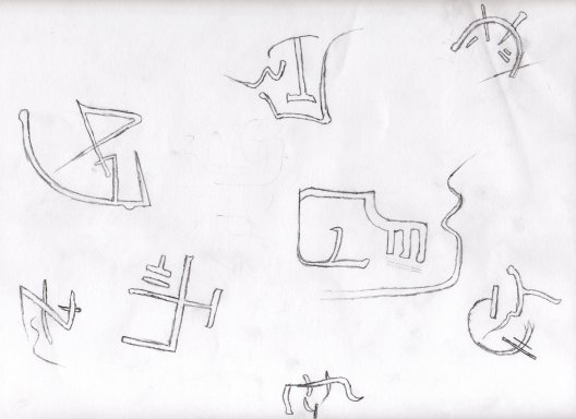 Some random symbols I drew when I was bored. I like the one in the top left best.
